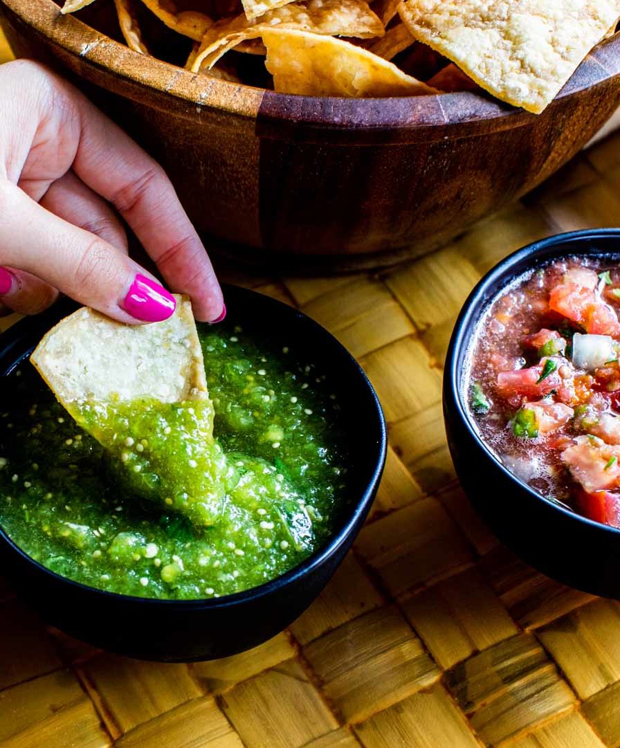Build Your Own 10 Small bowls of salsa and a bowl of tortilla chips.